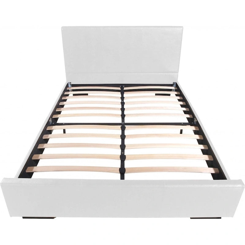 Struttura letto king-size in similpelle bianca, letto a piattaforma imbottito, mobili moderni per camera da letto