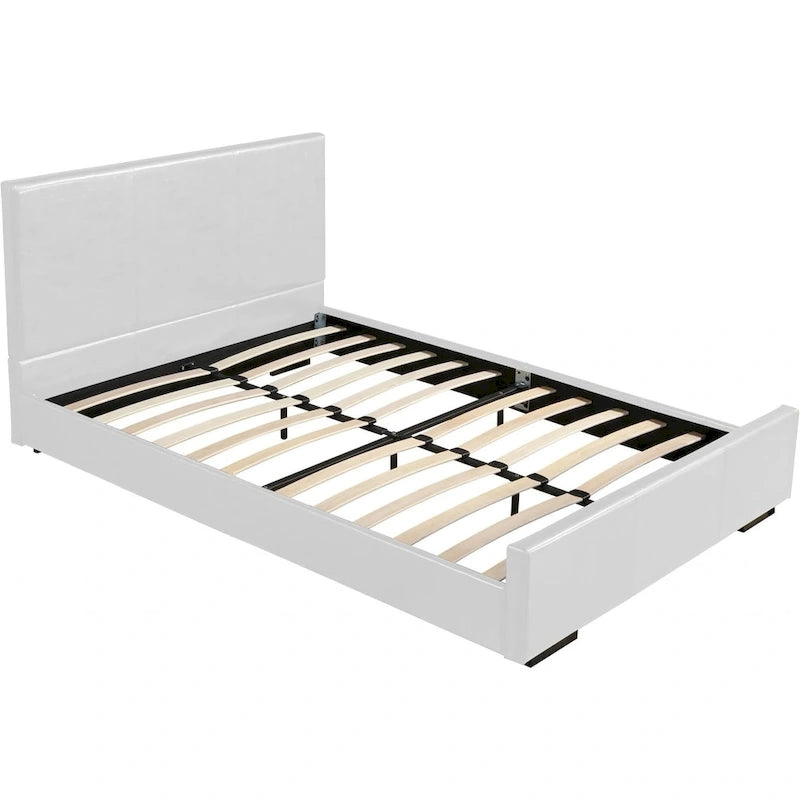 Struttura letto king-size in similpelle bianca, letto a piattaforma imbottito, mobili moderni per camera da letto