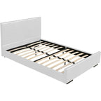 Struttura letto king-size in similpelle bianca, letto a piattaforma imbottito, mobili moderni per camera da letto