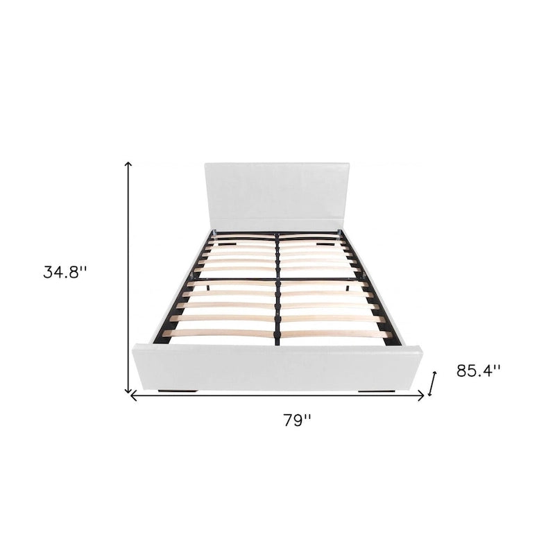 Struttura letto king-size in similpelle bianca, letto a piattaforma imbottito, mobili moderni per camera da letto