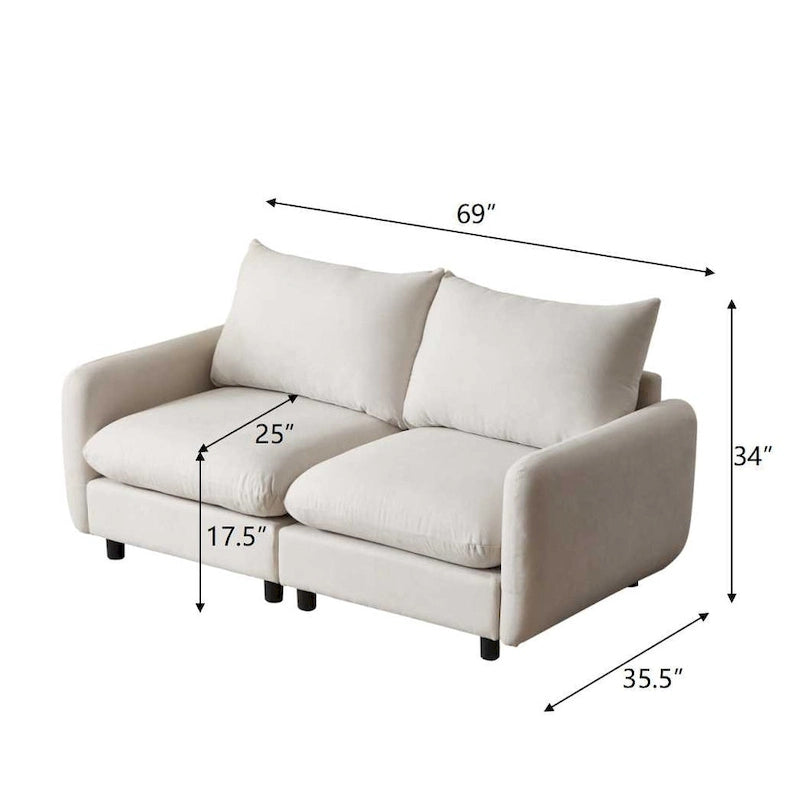 Divanetto modulare a 2 posti Evelyn Modern, divano imbottito per soggiorno