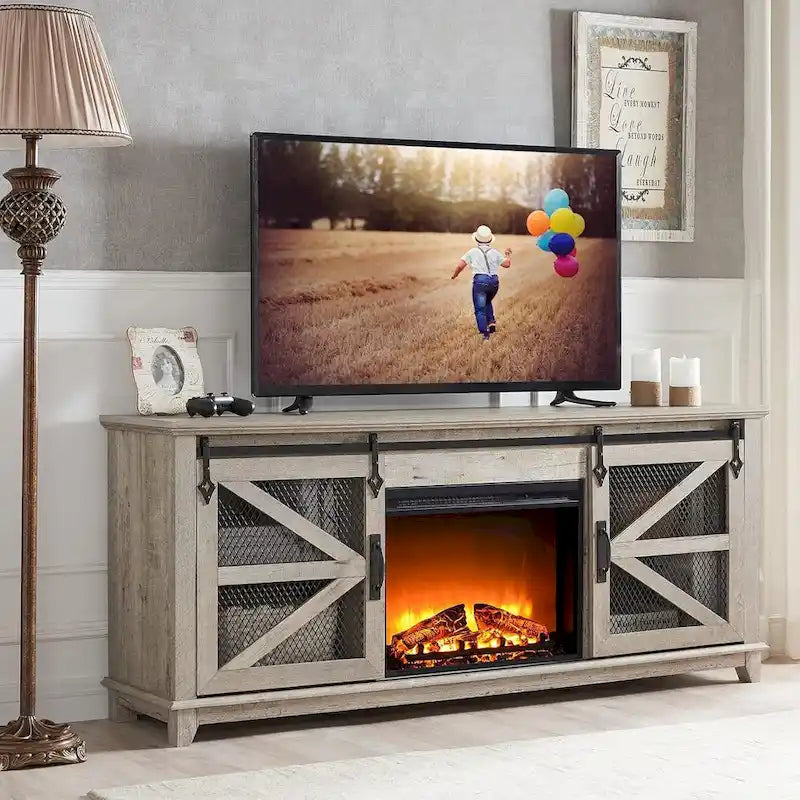 Mobile TV per Camino in Stile Rustico, Mobile da Soggiorno, Consolle TV