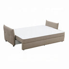 Divano in tessuto beige da 87" con letto estraibile a una piazza e mezza, struttura in legno massello, divano da soggiorno