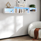 Mobile TV sospeso moderno con 3 ripiani e 20 LED colorati per home theater e ufficio a parete