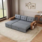 Divano angolare trasformabile a 3 posti grigio da 213 cm con chaise longue contenitore e letto estraibile