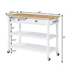 Carrello da cucina a 3 livelli stile "French Country" con ceppo e cassetti | Contenitore in legno