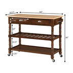 Carrello da cucina a 3 livelli stile "French Country" con ceppo e cassetti | Contenitore in legno