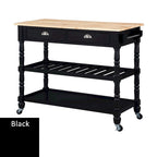 Carrello da cucina a 3 livelli stile "French Country" con ceppo e cassetti | Contenitore in legno