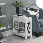 Tavolino Oxford Flip Top di Convenience Concepts con Stazione di Ricarica e Ripiano