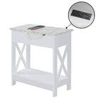 Tavolino Oxford Flip Top di Convenience Concepts con Stazione di Ricarica e Ripiano