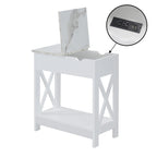 Tavolino Oxford Flip Top di Convenience Concepts con Stazione di Ricarica e Ripiano