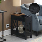Tavolino Oxford Flip Top di Convenience Concepts con Stazione di Ricarica e Ripiano