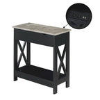 Tavolino Oxford Flip Top di Convenience Concepts con Stazione di Ricarica e Ripiano