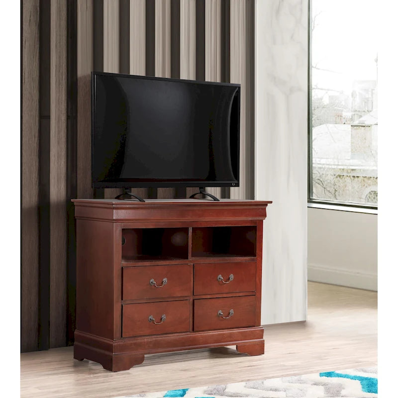 Comò porta TV in legno stile Luigi Filippo | Comò da camera con 5 cassetti