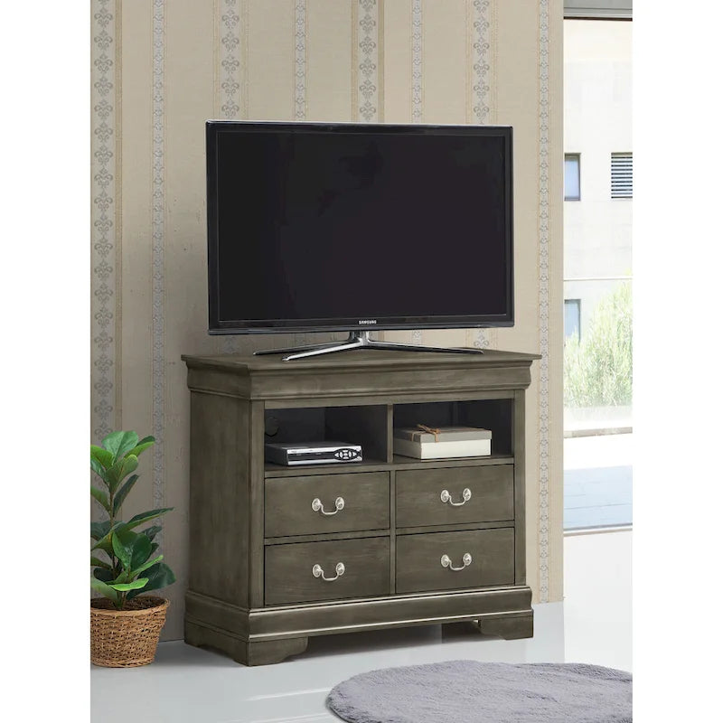 Comò porta TV in legno stile Luigi Filippo | Comò da camera con 5 cassetti
