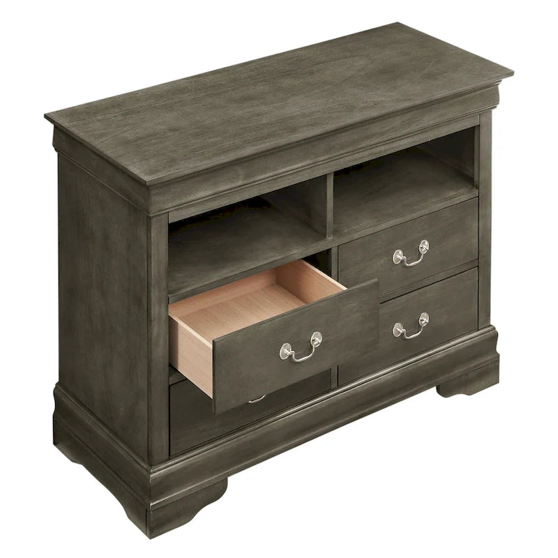 Comò porta TV in legno stile Luigi Filippo | Comò da camera con 5 cassetti