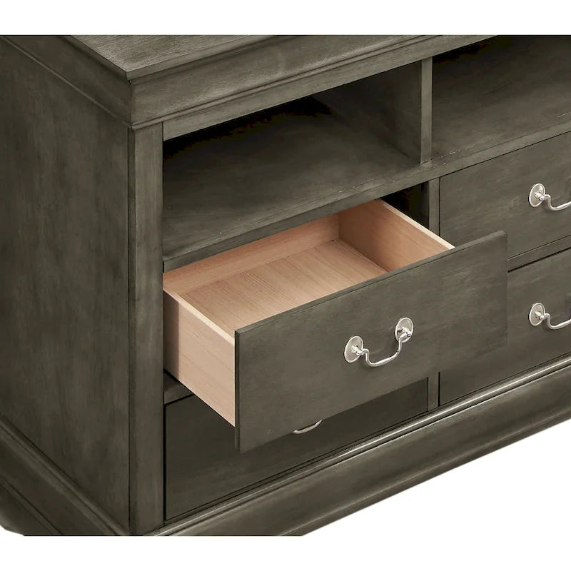 Comò porta TV in legno stile Luigi Filippo | Comò da camera con 5 cassetti
