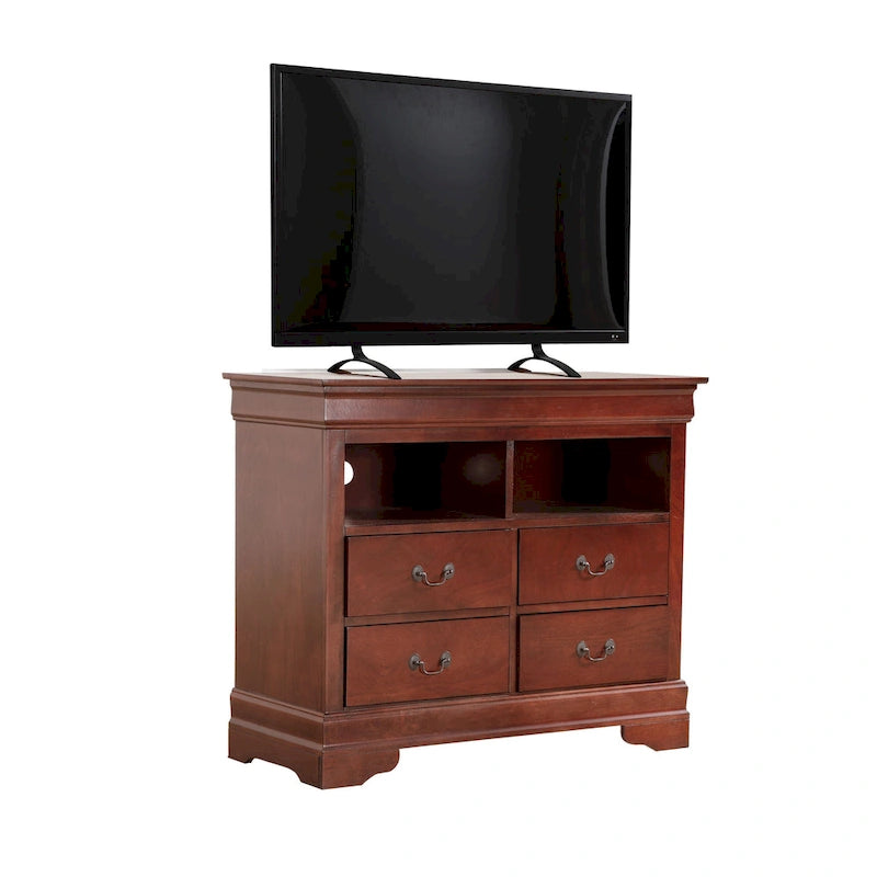 Comò porta TV in legno stile Luigi Filippo | Comò da camera con 5 cassetti