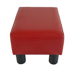 Pouf moderno rotondo piccolo rosso | Poggiapiedi compatto imbottito | Elemento d'arredo per soggiorno