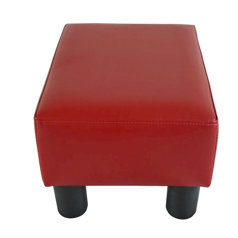 Pouf moderno rotondo piccolo rosso | Poggiapiedi compatto imbottito | Elemento d'arredo per soggiorno