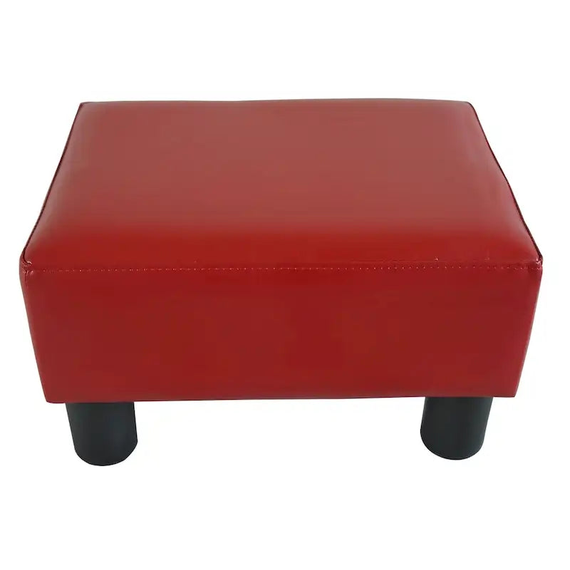 Pouf moderno rotondo piccolo rosso | Poggiapiedi compatto imbottito | Elemento d'arredo per soggiorno