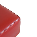 Pouf moderno rotondo piccolo rosso | Poggiapiedi compatto imbottito | Elemento d'arredo per soggiorno