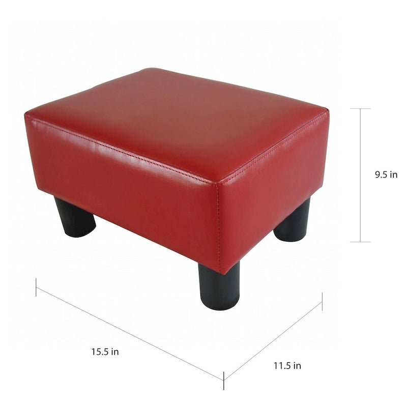 Pouf moderno rotondo piccolo rosso | Poggiapiedi compatto imbottito | Elemento d'arredo per soggiorno