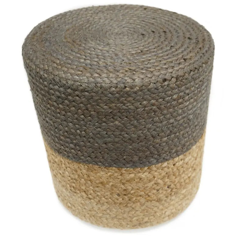 Pouf in iuta artigianale | Ottomana rotonda in fibra naturale | Poggiapiedi Boho per soggiorno