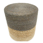 Pouf in iuta artigianale | Ottomana rotonda in fibra naturale | Poggiapiedi Boho per soggiorno