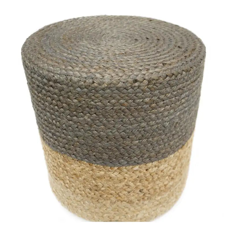 Pouf in iuta artigianale | Ottomana rotonda in fibra naturale | Poggiapiedi Boho per soggiorno