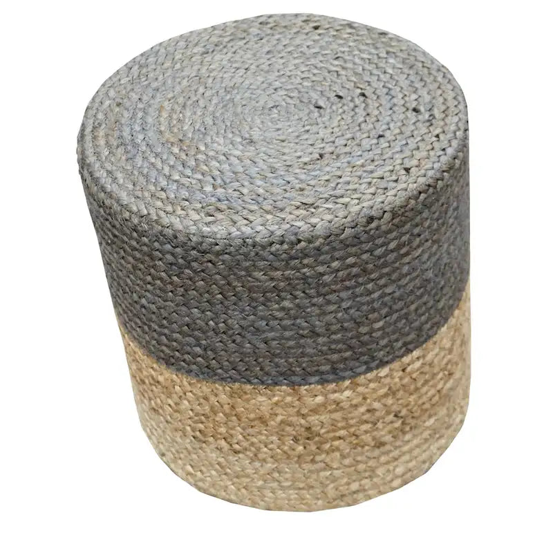 Pouf in iuta artigianale | Ottomana rotonda in fibra naturale | Poggiapiedi Boho per soggiorno