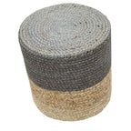 Pouf in iuta artigianale | Ottomana rotonda in fibra naturale | Poggiapiedi Boho per soggiorno
