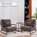 Set di 2 Poltrone Moderne da Accento | Gambe in Acciaio | Sedia da Salotto Rivestita in Tessuto Effetto Pelle