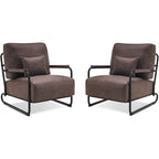 Set di 2 Poltrone Moderne da Accento | Gambe in Acciaio | Sedia da Salotto Rivestita in Tessuto Effetto Pelle
