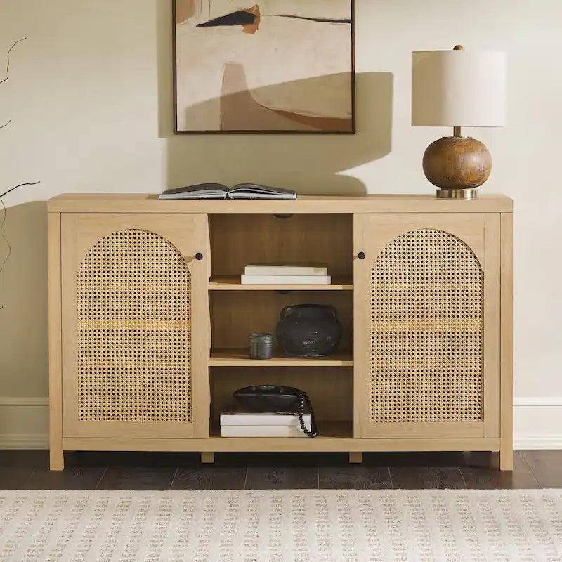 Credenza a buffet in legno a 2 ante da 58 pollici | Mobile contenitore per sala da pranzo | Moderno