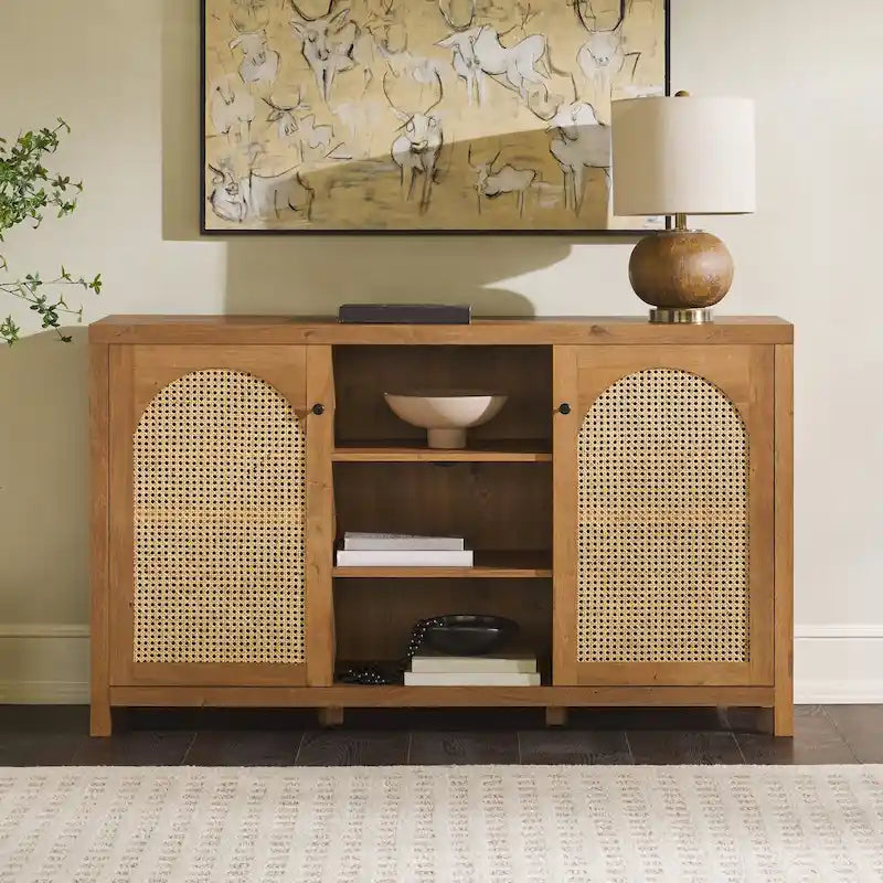 Credenza a buffet in legno a 2 ante da 58 pollici | Mobile contenitore per sala da pranzo | Moderno