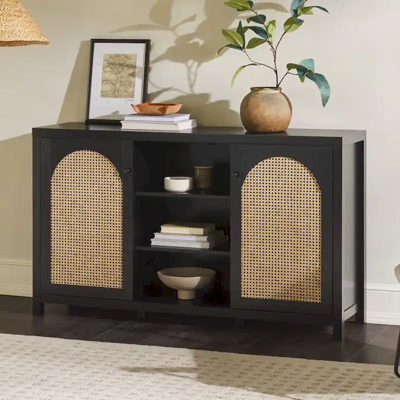 Credenza a buffet in legno a 2 ante da 58 pollici | Mobile contenitore per sala da pranzo | Moderno
