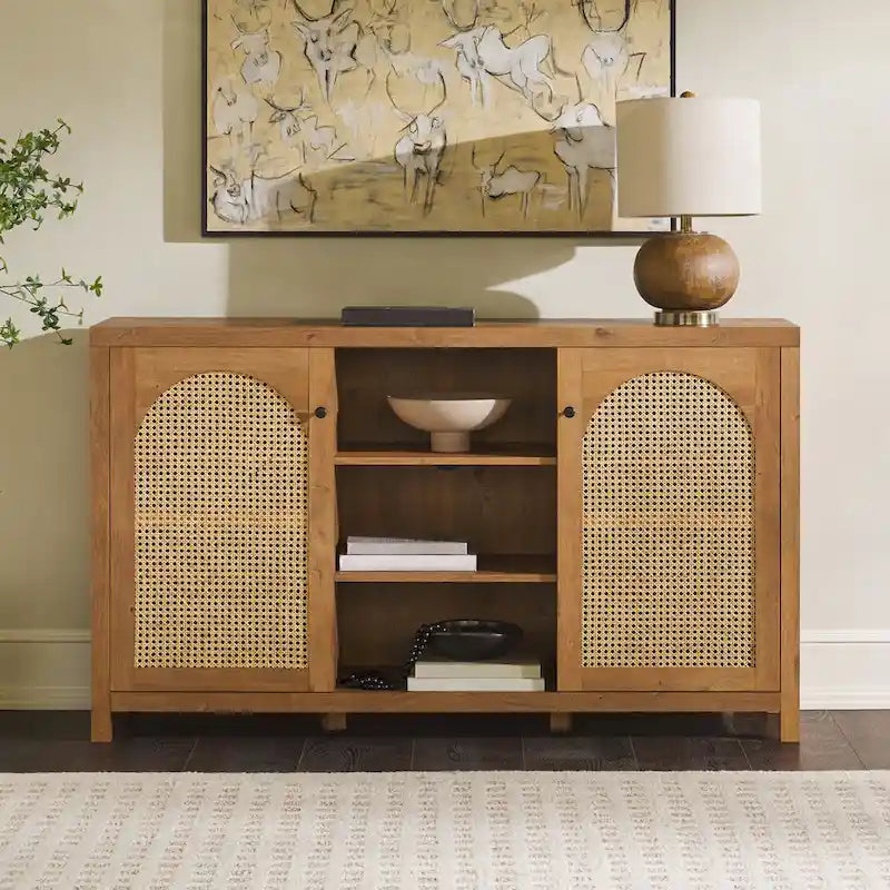 Credenza a buffet in legno a 2 ante da 58 pollici | Mobile contenitore per sala da pranzo | Moderno