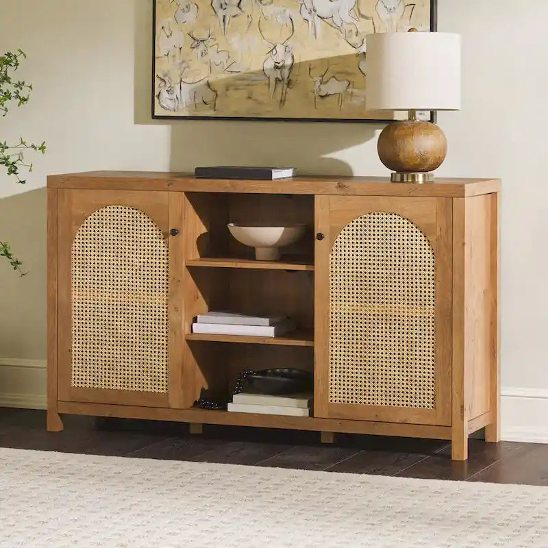 Credenza a buffet in legno a 2 ante da 58 pollici | Mobile contenitore per sala da pranzo | Moderno