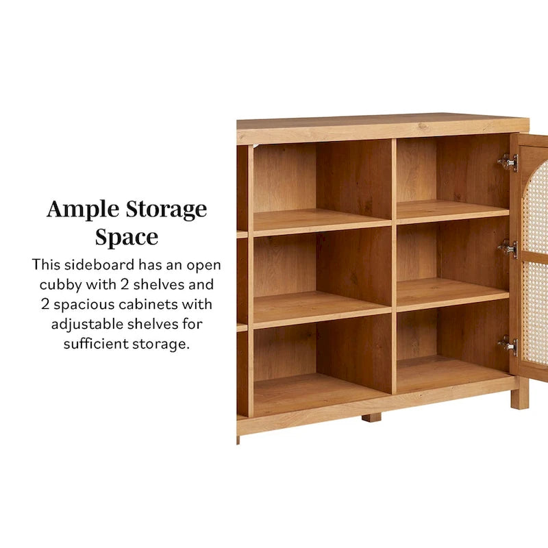 Credenza a buffet in legno a 2 ante da 58 pollici | Mobile contenitore per sala da pranzo | Moderno