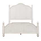 Letto a baldacchino King in bianco antico e castagno "Farmhouse Reimagined"