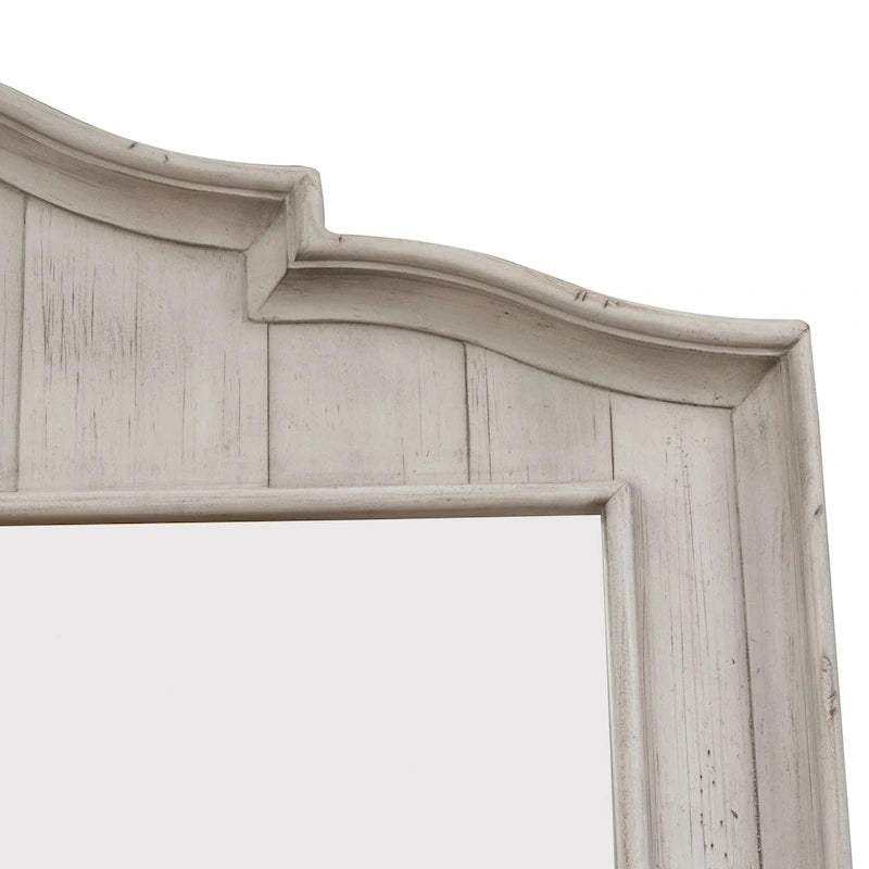 Letto a baldacchino King in bianco antico e castagno "Farmhouse Reimagined"