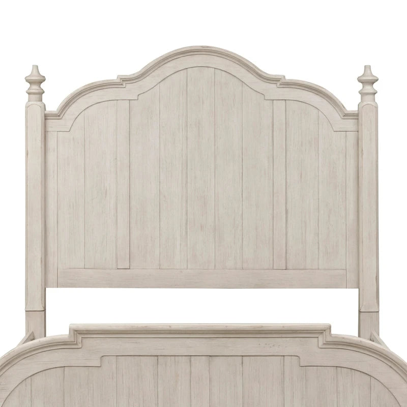 Letto a baldacchino King in bianco antico e castagno "Farmhouse Reimagined"