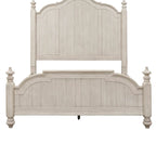 Letto a baldacchino King in bianco antico e castagno "Farmhouse Reimagined"