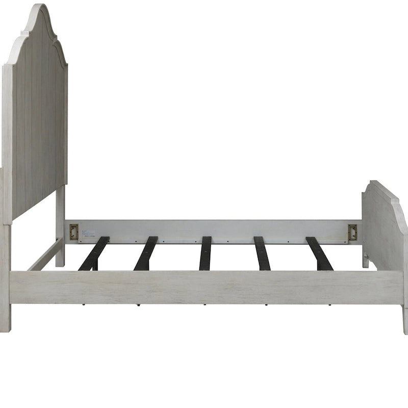 Letto a baldacchino King in bianco antico e castagno "Farmhouse Reimagined"