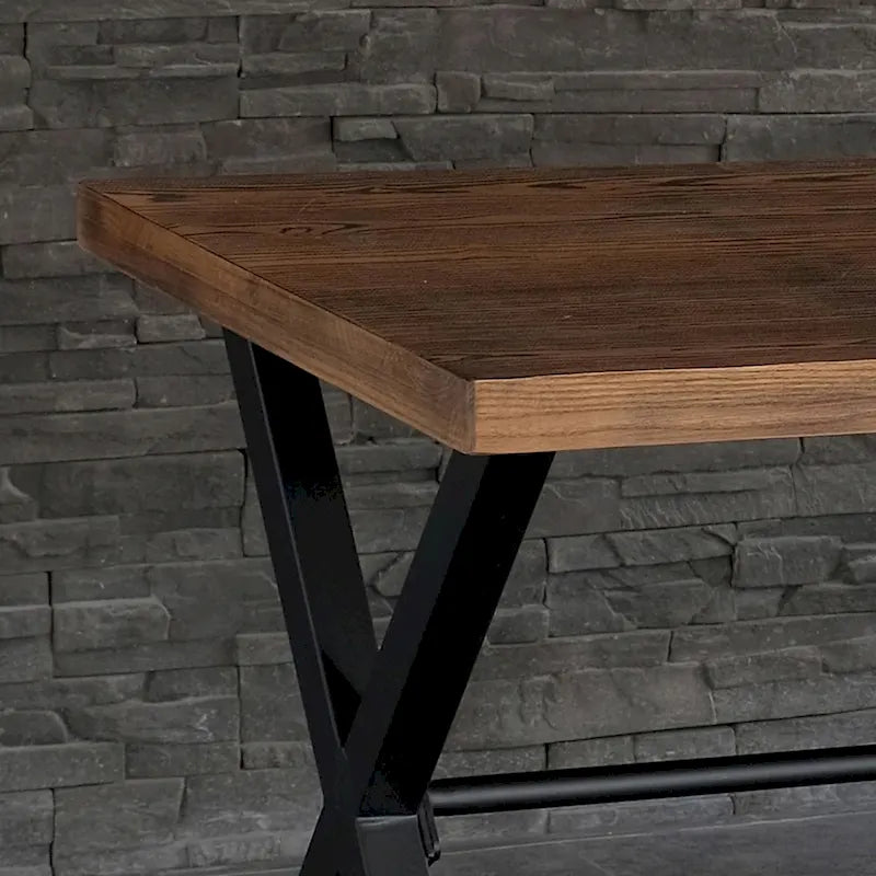 Scrivania per computer Fowler Industrial | Telaio in metallo, piano in legno | Postazione di lavoro per ufficio domestico