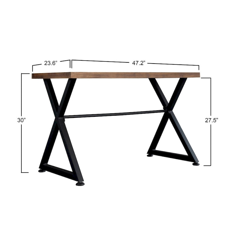 Scrivania per computer Fowler Industrial | Telaio in metallo, piano in legno | Postazione di lavoro per ufficio domestico
