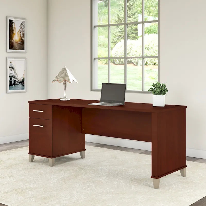 Scrivania da Ufficio da 183 cm con Cassetti Portaoggetti, Postazione di Lavoro per Computer in Legno, Mobili per Home Office
