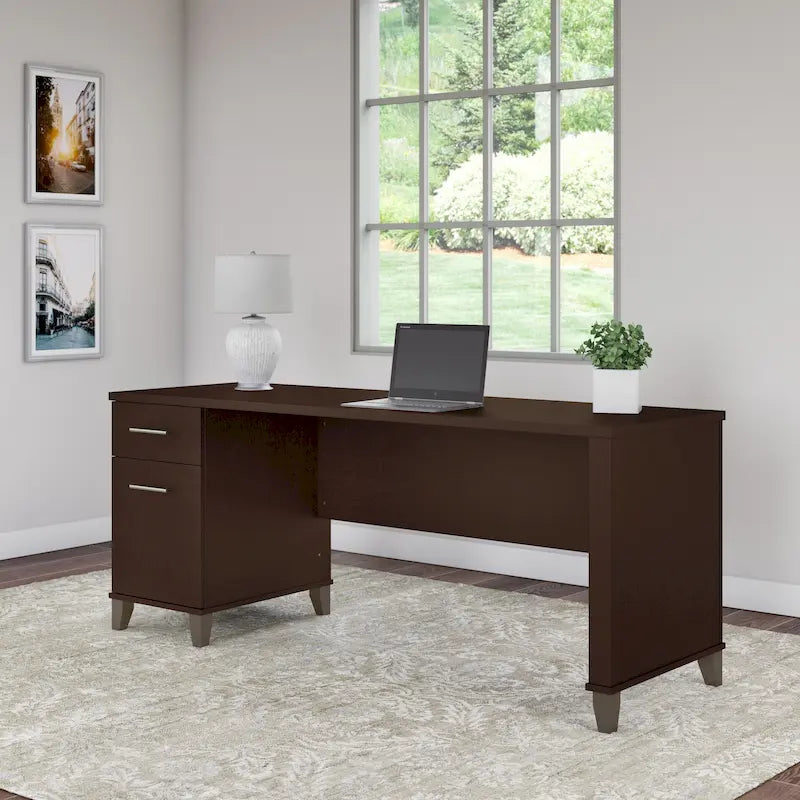 Scrivania da Ufficio da 183 cm con Cassetti Portaoggetti, Postazione di Lavoro per Computer in Legno, Mobili per Home Office