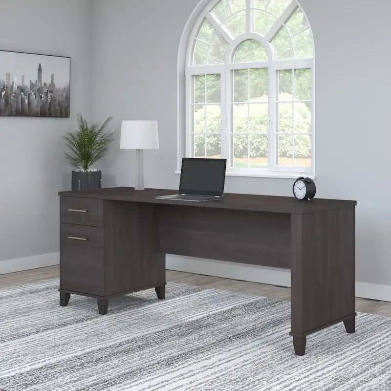 Scrivania da Ufficio da 183 cm con Cassetti Portaoggetti, Postazione di Lavoro per Computer in Legno, Mobili per Home Office